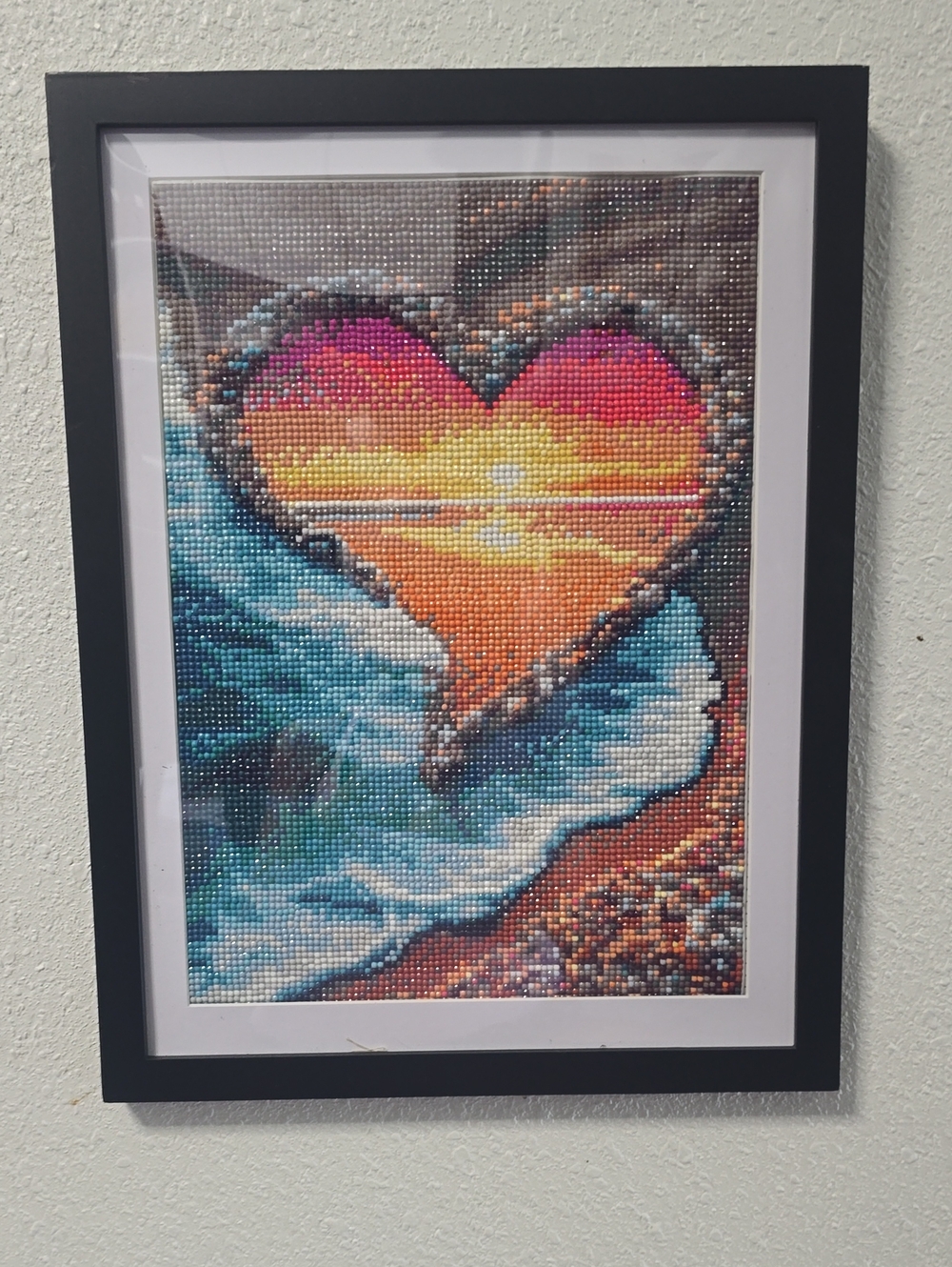Sunset Heart Seascape Wall Art - Blue, Orange, Pink